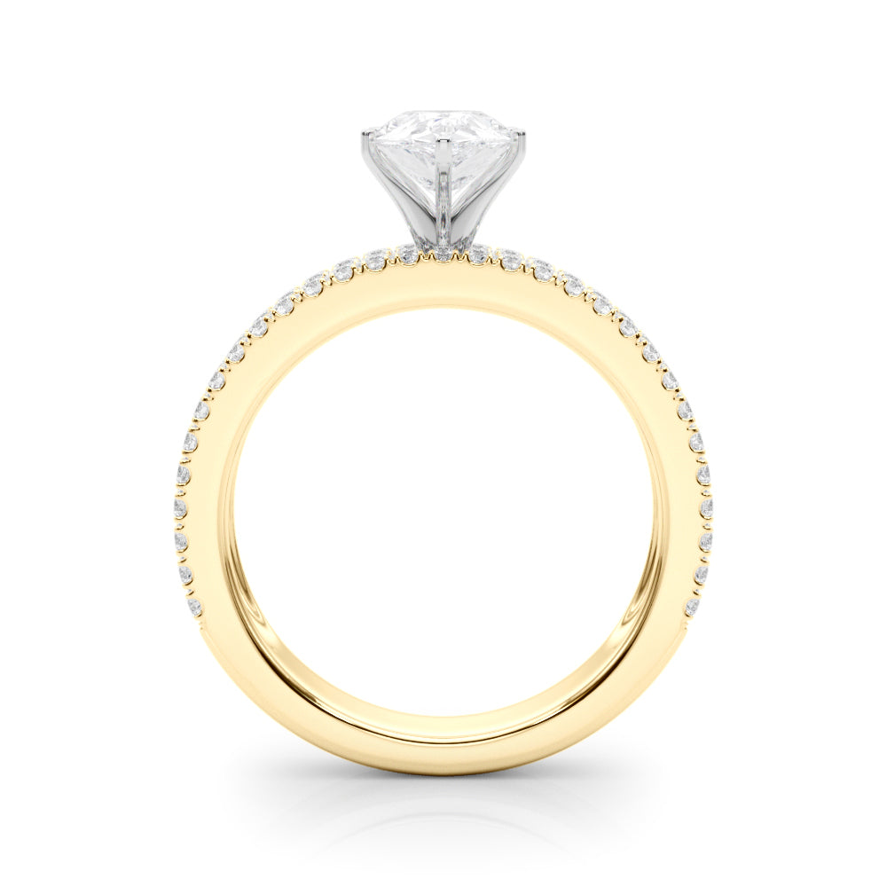 Yellow gold Pear Solitaire Diamond with Pave and Channel Set Band 2