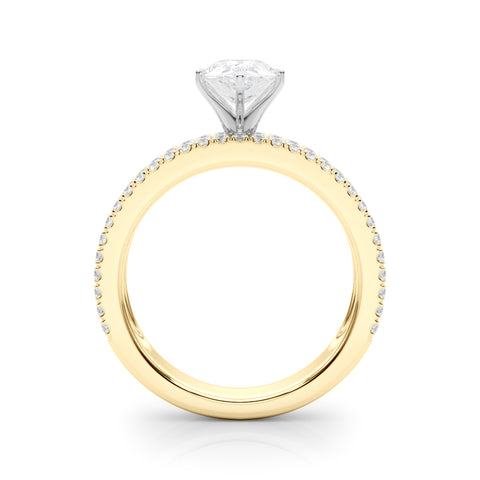 Yellow gold Pear Solitaire Diamond with Pave and Channel Set Band 2