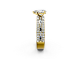Yellow gold Pear Solitaire Diamond with Pave and Channel Set Band_84