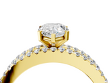Yellow gold Pear Solitaire Diamond with Pave and Channel Set Band_86