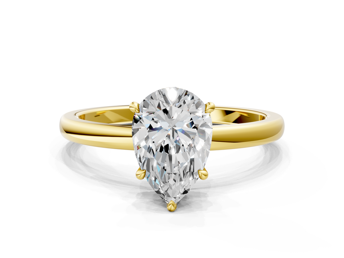 Yellow gold Pear Solitaire Engagement Ring with Cathedral Band and Four-Prong Setting_21