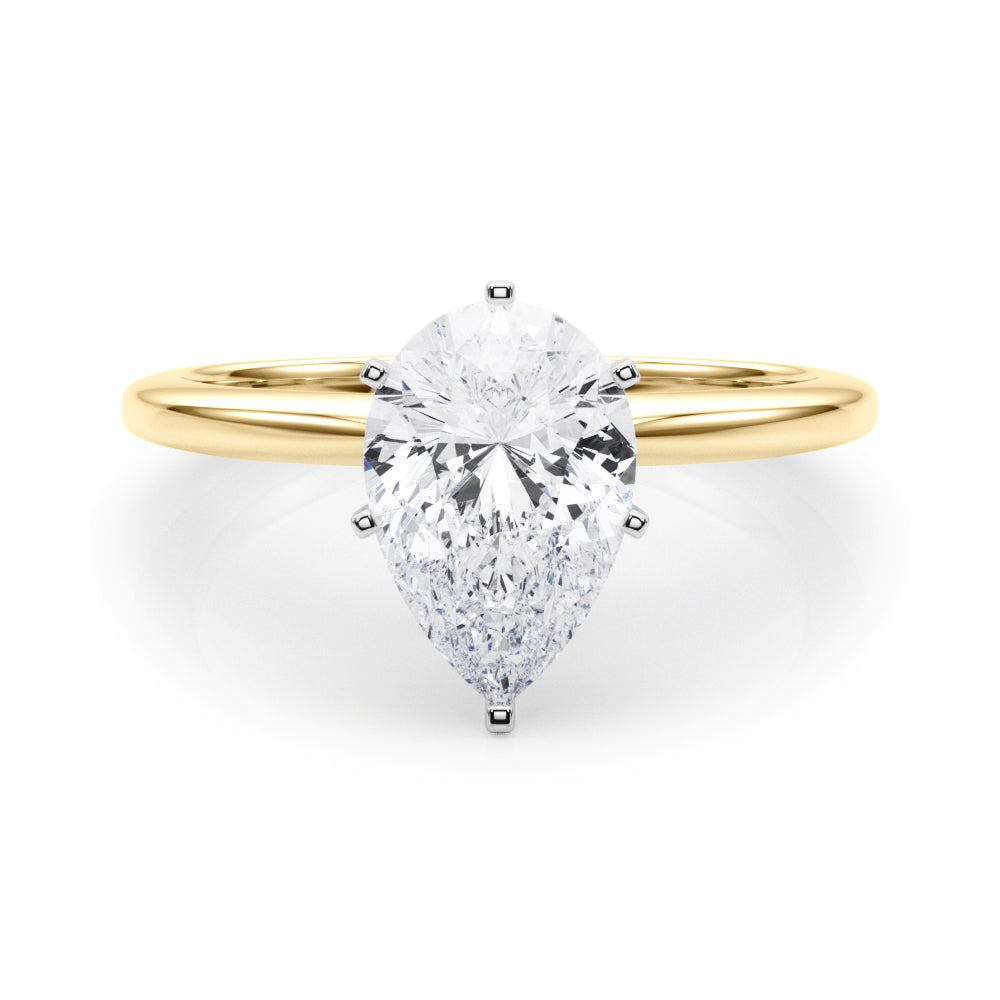 Yellow gold Pear Solitaire Engagement Ring with Classic Band and Four-Prong Setting 1