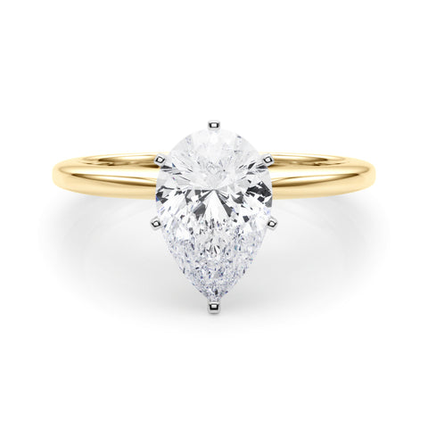 Yellow gold Pear Solitaire Engagement Ring with Classic Band and Four-Prong Setting 1