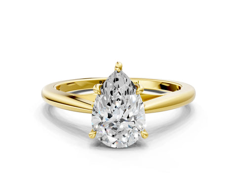 Yellow gold Pear Solitaire Engagement Ring with Four-Prong Setting and Classic Band 1