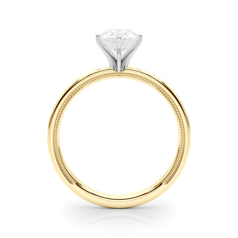 Yellow gold Pear Solitaire Engagement Ring with Scrollwork Band and Four-Prong Setting 2