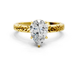 Yellow gold Pear Solitaire Engagement Ring with Scrollwork Band and Four-Prong Setting_119