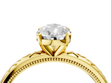 Yellow gold Pear Solitaire Engagement Ring with Scrollwork Band and Four-Prong Setting_123