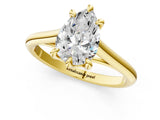Yellow gold Pear Solitaire Engagement Ring with Six-Prong Setting and Classic Band 1