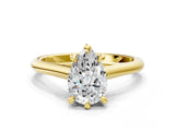 Yellow gold Pear Solitaire Engagement Ring with Six-Prong Setting and Classic Band