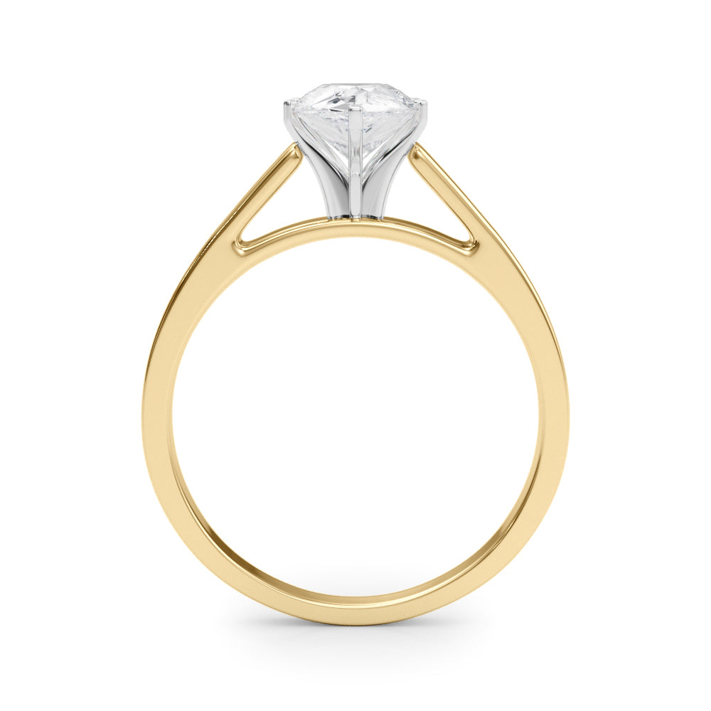 Yellow gold Pear Solitaire Engagement Ring with Six-Prong Setting and Tapered Band 2
