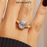 Yellow gold Pear Solitaire Engagement Ring with Six-Prong Setting and Tapered Band_51