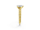 Yellow gold Pear Solitaire Floral Milgrain Engagement Ring_57
