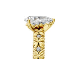 Yellow gold Pear Solitaire Floral Milgrain Engagement Ring_60