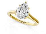 Yellow gold Pear Solitaire Heart Prong Engagement Ring with Tapered Band_53