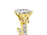 Yellow gold Pear Solitaire Leaf-Inspired Diamond Ring with Pavé Band and Four-Prong Setting_9