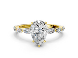 Yellow gold Pear Solitaire Marquise Side Stone Prong Setting Ring_57