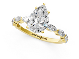 Yellow gold Pear Solitaire Marquise Side Stone Prong Setting Ring_58