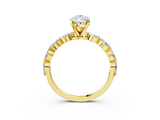 Yellow gold Pear Solitaire Marquise Side Stone Prong Setting Ring_60