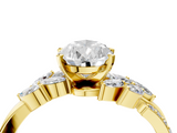 Yellow gold Pear Solitaire Marquise Twist Band with Six-Prong Setting_64