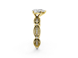 Yellow gold Pear Solitaire Milgrain Diamond Engagement Ring with Bezel and Marquise Band_135