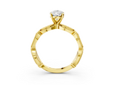 Yellow gold Pear Solitaire Milgrain Diamond Engagement Ring with Bezel and Marquise Band_136
