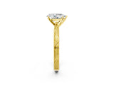 Yellow gold Pear Solitaire Milgrain Engraved Band with Four-Prong Setting_6