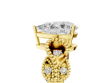 Yellow gold Pear Solitaire Milgrain Leaf Band with Prong Setting_9
