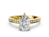 Yellow gold Pear Solitaire Pavé Band Prong Setting Ring_20