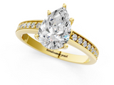 Yellow gold Pear Solitaire Pavé Band Prong Setting Ring_21