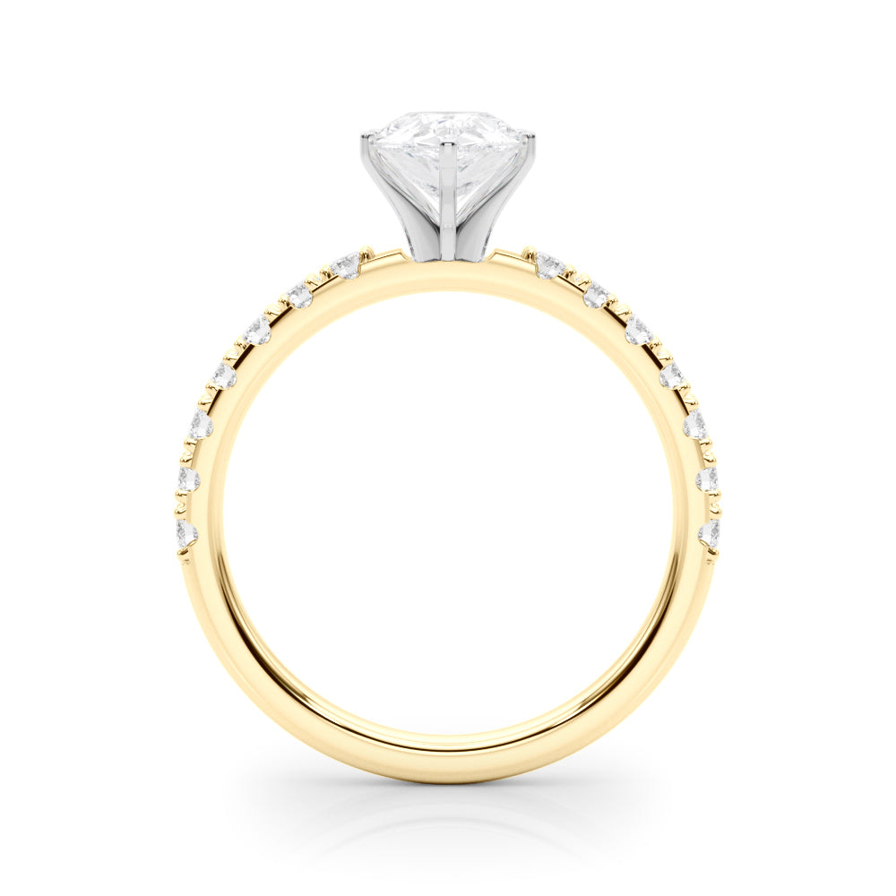 Yellow gold Pear Solitaire Pavé Band with Four-Prong Setting 2