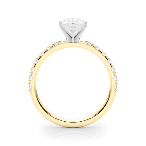 Yellow gold Pear Solitaire Pavé Band with Four-Prong Setting 2