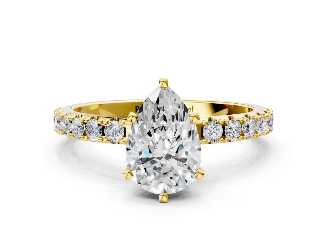 Yellow gold Pear Solitaire Pavé Band with Four-Prong Setting_141