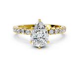 Yellow gold Pear Solitaire Pavé Band with Four-Prong Setting_141