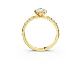 Yellow gold Pear Solitaire Pavé Band with Four-Prong Setting_144