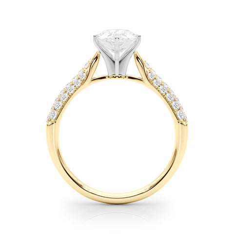 Yellow gold Pear Solitaire Pavé Diamond Engagement Ring with Four-Prong Setting 2