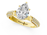 Yellow gold Pear Solitaire Pavé Diamond Engagement Ring with Four-Prong Setting_124