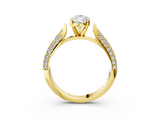 Yellow gold Pear Solitaire Pavé Diamond Engagement Ring with Four-Prong Setting_126