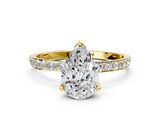 Yellow gold Pear Solitaire Pavé Diamond Engagement Ring with Four-Prong Setting_42