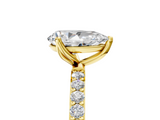 Yellow gold Pear Solitaire Pavé Diamond Engagement Ring with Four-Prong Setting_47