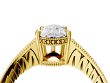 Yellow gold Pear Solitaire Pavé Diamond Milgrain Engagement Ring with Four-Prong Setting_10