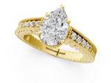 Yellow gold Pear Solitaire Pavé Diamond Milgrain Engagement Ring with Four-Prong Setting_7