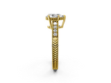 Yellow gold Pear Solitaire Pavé Diamond Milgrain Engagement Ring with Four-Prong Setting_8