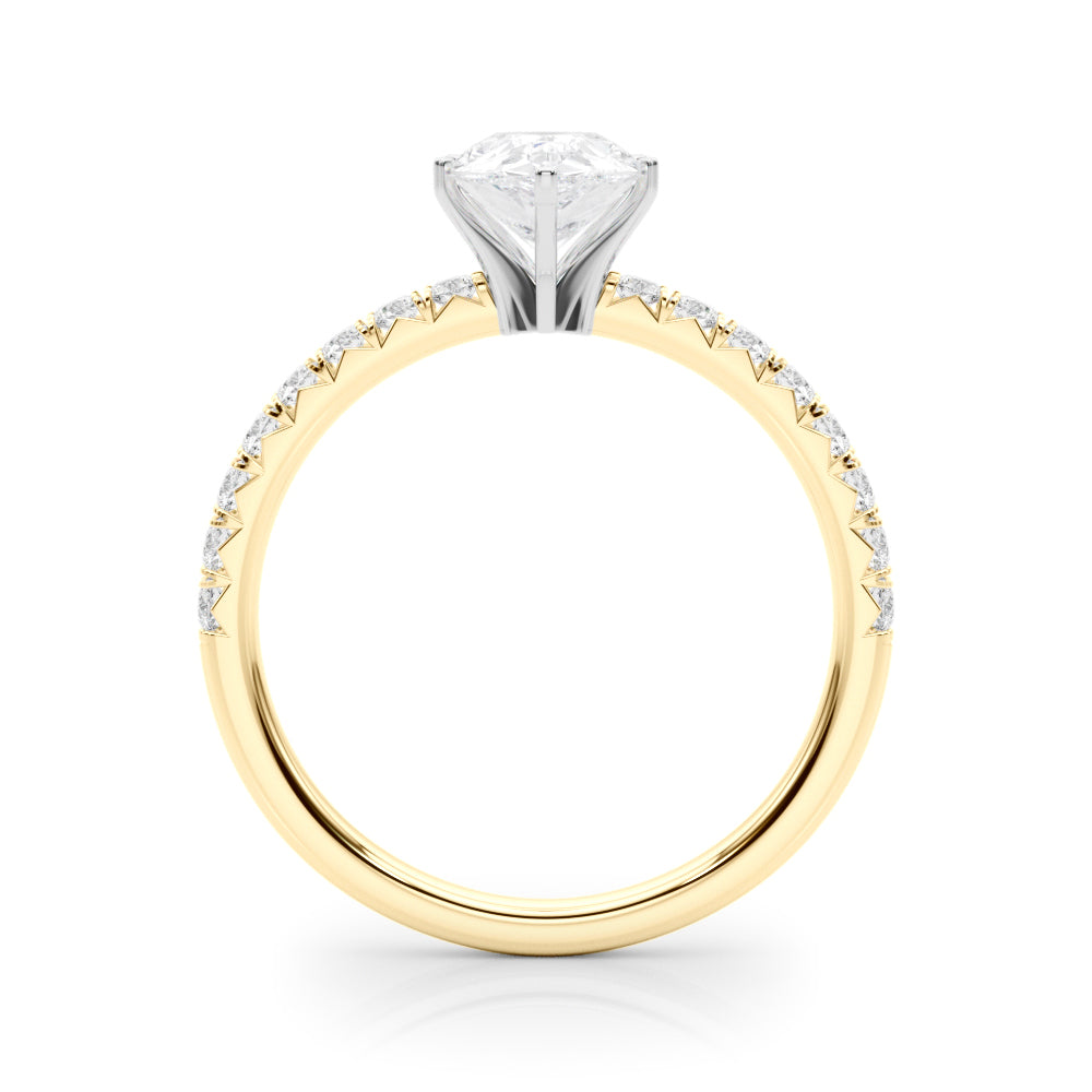 Yellow gold Pear Solitaire Pave Diamond Engagement Ring with Four-Prong Setting 2