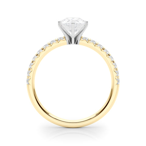 Yellow gold Pear Solitaire Pave Diamond Engagement Ring with Four-Prong Setting 2