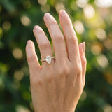 Yellow gold Pear Solitaire Pave Diamond Engagement Ring with Four-Prong Setting_14