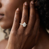 Yellow gold Pear Solitaire Pave Diamond Engagement Ring with Four-Prong Setting_16