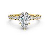 Yellow gold Pear Solitaire Pave Diamond Engagement Ring with Four-Prong Setting_180