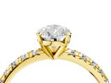 Yellow gold Pear Solitaire Pave Diamond Engagement Ring with Four-Prong Setting_184