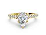 Yellow gold Pear Solitaire Pave Diamond Engagement Ring with Prong Setting_31