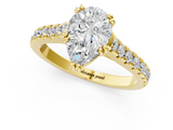 Yellow gold Pear Solitaire Pave Diamond Engagement Ring with Prong Setting_32
